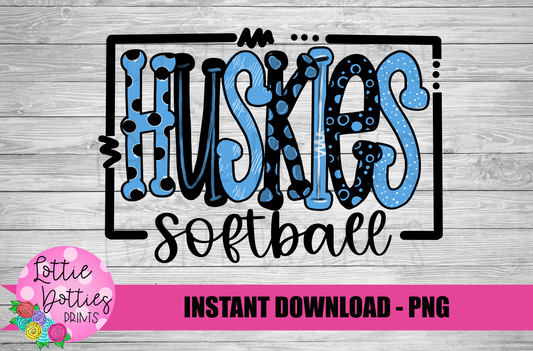 Huskies Softball PNG - Softball Sublimation Design
