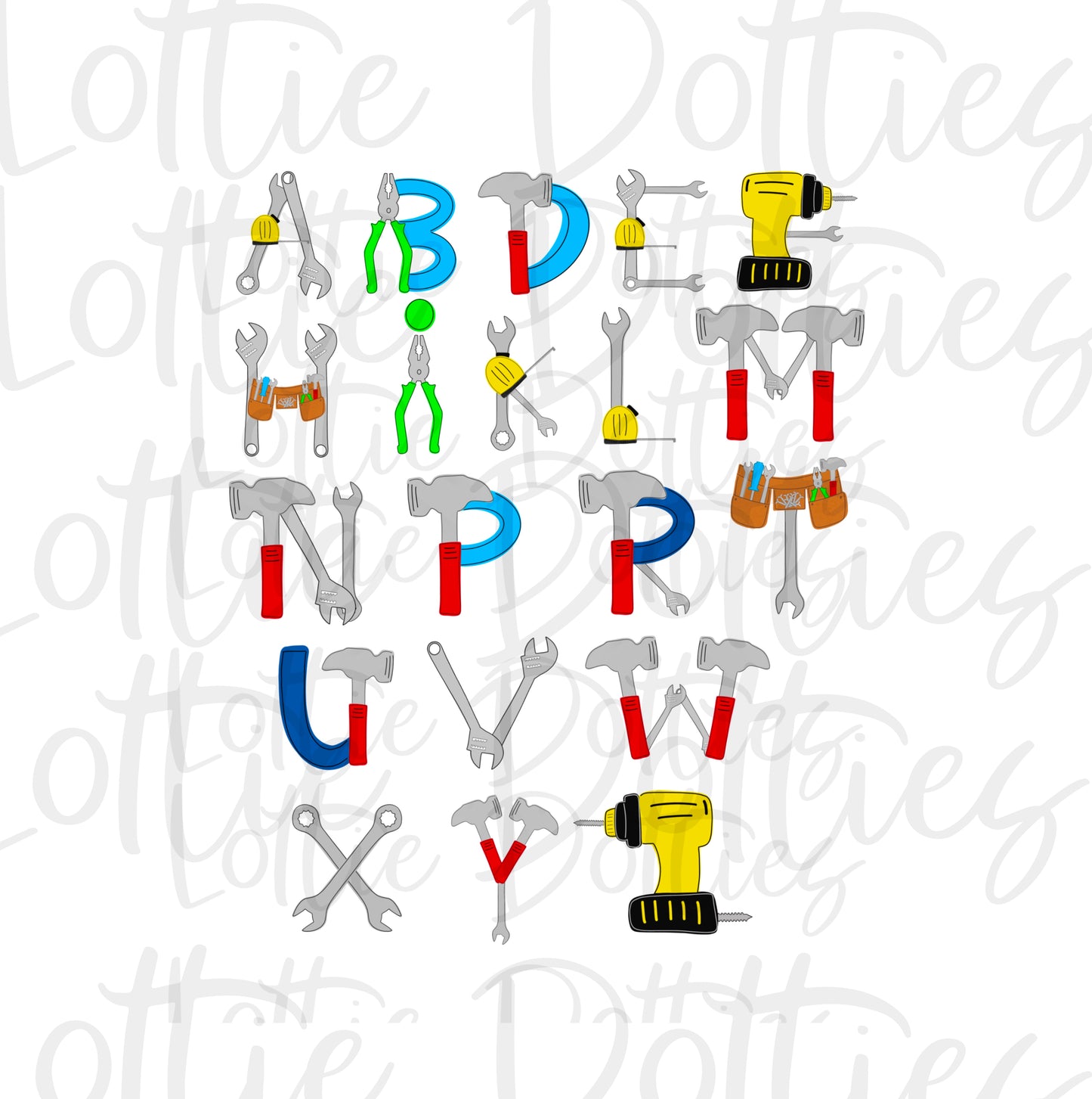 Tools Alphabet - Alpha Pack - Alphabet Clipart - Instant Download