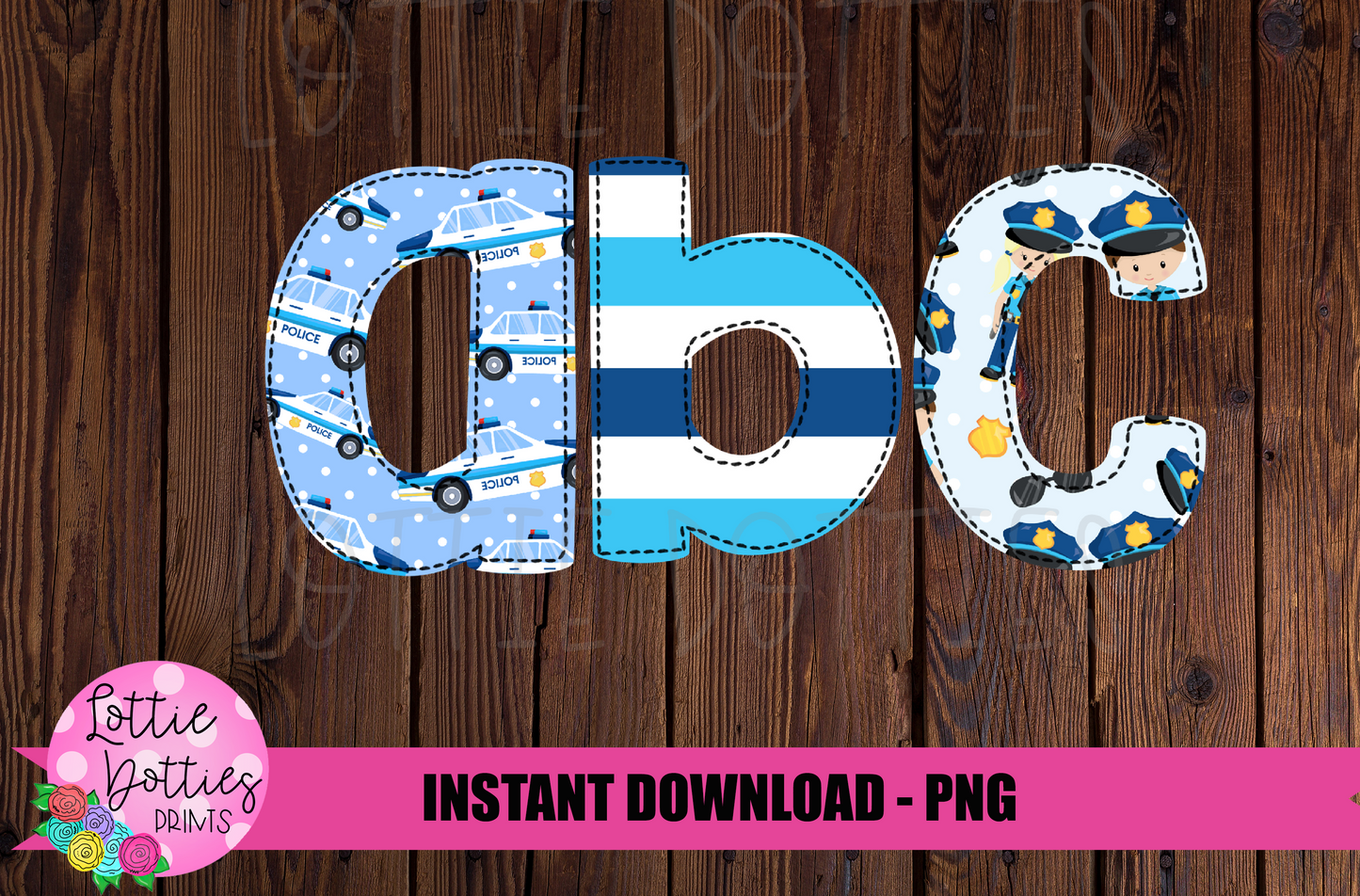 Police Faux Applique Alphabet - Alpha Pack - Alphabet Clipart - Instant Download  - Boy Alpha Pack