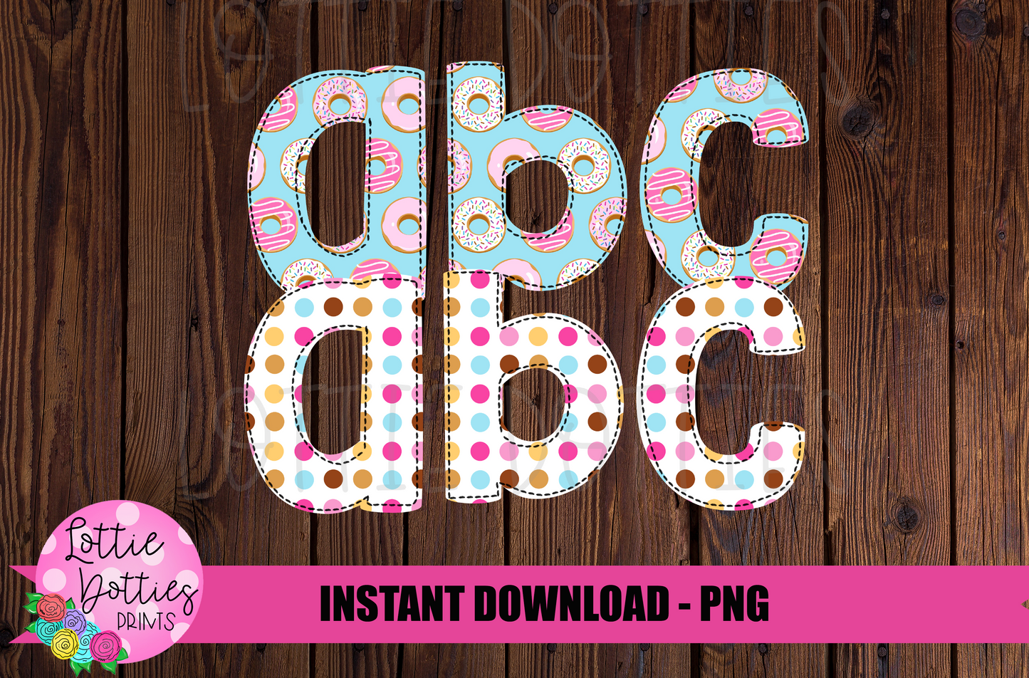 Doughnut Faux Applique Alphabet - Alpha Pack - Alphabet Clipart - Instant Download