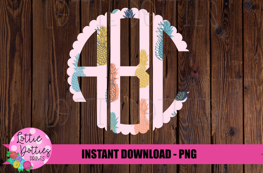 Pineapple Scallop Monogram Alphabet - Alpha Pack - Alphabet Clipart - Instant Download