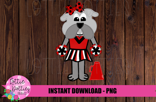 Bulldog Cheerleader Png - Cheer Sublimation File - Instant download - Digital Download