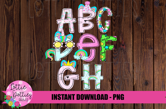 Caticorn Alphabet - Caticorn Alpha Pack - Alphabet Clipart - Instant Download