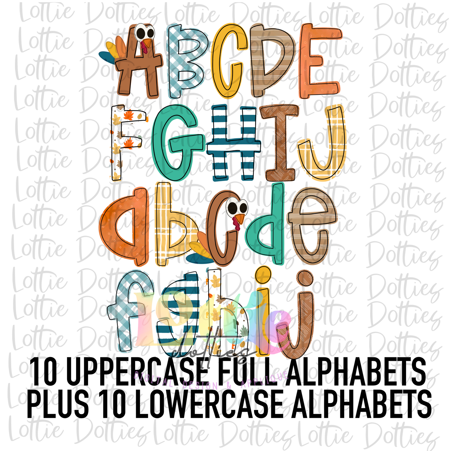 Turkey Alphabet - Thanksgiving Alpha Pack - Alphabet Clipart - Instant Download