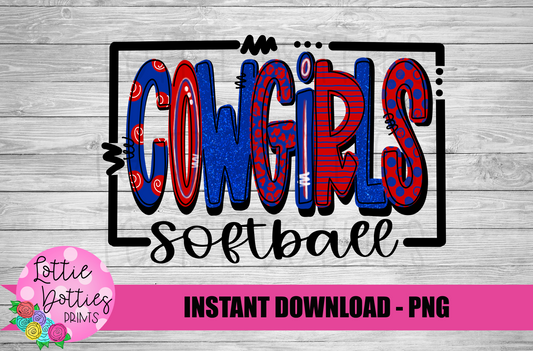 Cowgirls Softball  Png  - Cowgirls Sublimation -  Digital Download