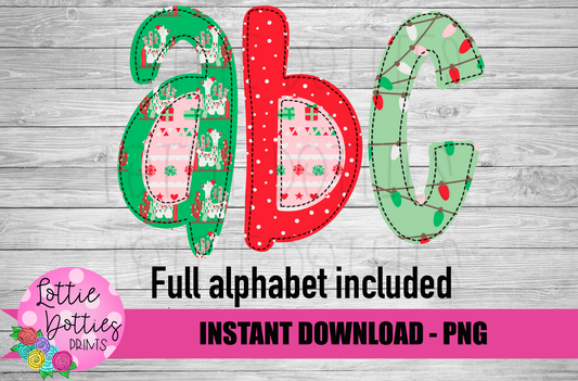 Christmas Llama Alphabet - Alpha Pack - Alphabet Clipart - Instant Download