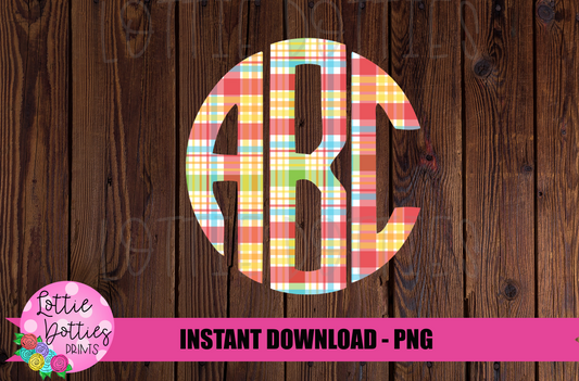 Plaid Circle Initials Alphabet - Alpha Pack - Alphabet Clipart - Instant Download - Patriotic