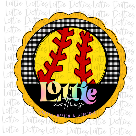 Softball Circle  - PNG -Softball Sublimation- Digital Download - Black and Gold