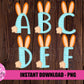 Easter Bunny Faux Applique Alphabet - Alpha Pack - Alphabet Clipart - Instant Download
