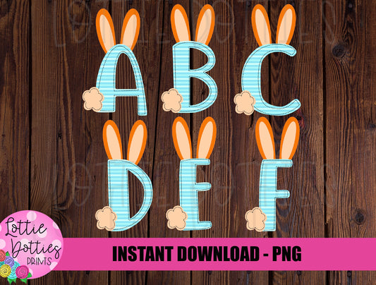 Easter Bunny Faux Applique Alphabet - Alpha Pack - Alphabet Clipart - Instant Download