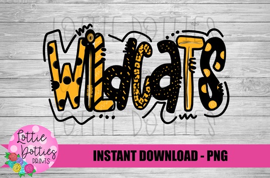 Wildcats PNG - Wildcats sublimation design - Digital Download - Black and Gold