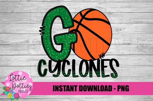 Go Cyclones PNG - Basketball Sublimation - Mascot Design