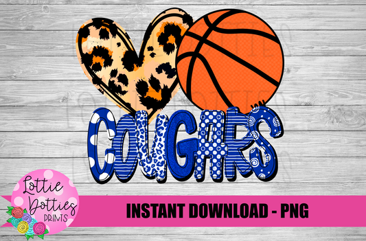 Love Basketball Cougars Png -  Basketball Sublimation Design - Cougars  Sublimation- Digital Download