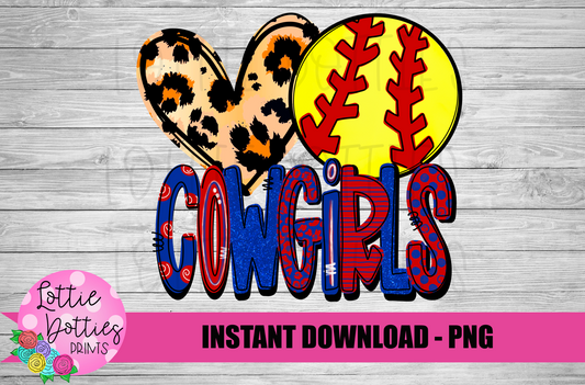 Cowgirls Softball  Png  - Cowgirls Sublimation -  Digital Download
