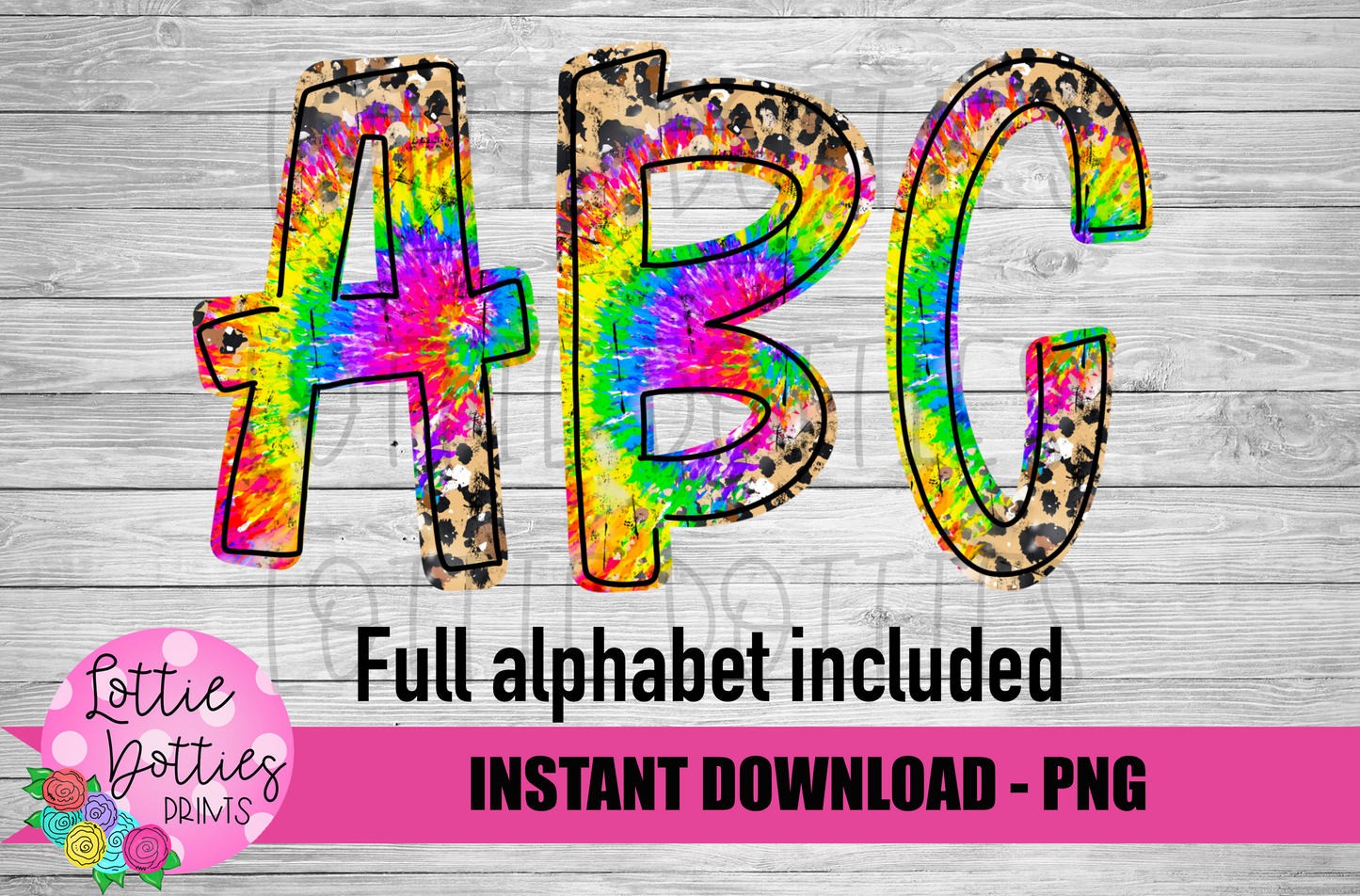 Tie Dye Leopard Alphabet - Alpha Pack - Alphabet Clipart - Instant Download  - Alpha Pack