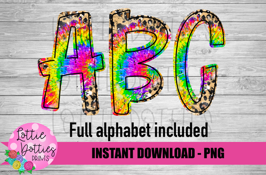 Tie Dye Leopard Alphabet - Alpha Pack - Alphabet Clipart - Instant Download  - Alpha Pack