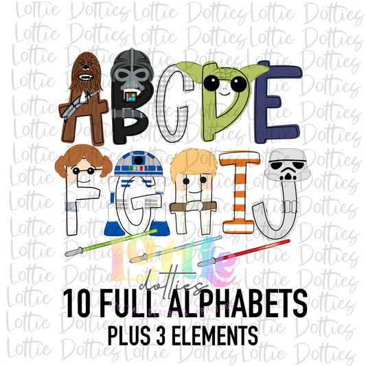 Galaxy Wars Alphabet - Alpha Pack - Alphabet Clipart - Instant Download  - Alpha Pack