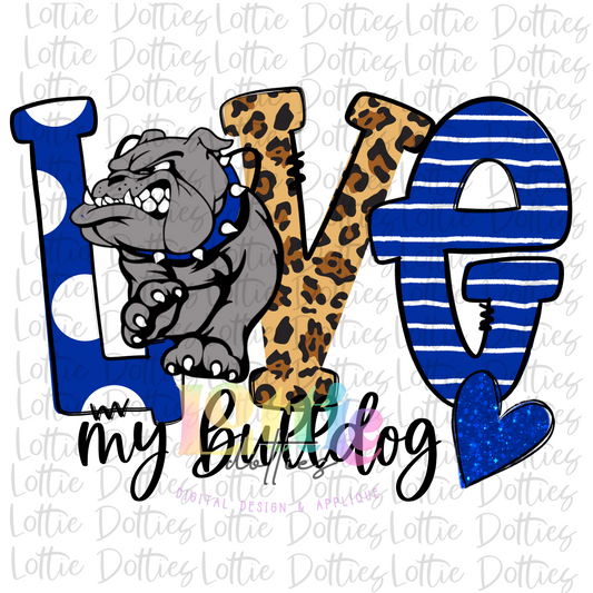 Love Bulldogs PNG - Bulldogs Sublimation  - Instant Download - Digital Download