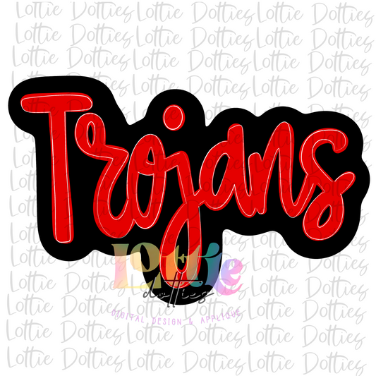 Trojans - PNG - sublimation design - Digital Download - Black and Red