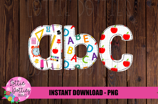 Back to School Faux Applique Alphabet - Alpha Pack - Alphabet Clipart - Instant Download  - Boy Alpha Pack