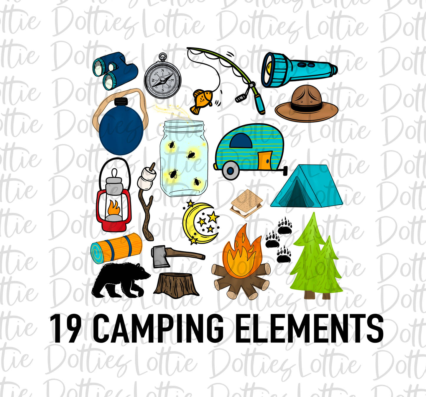 Camping Alphabet - Alpha Pack - Alphabet Clipart - Instant Download