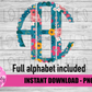Floral Scallop Monogram Alphabet - Alpha Pack - Alphabet Clipart - Instant Download