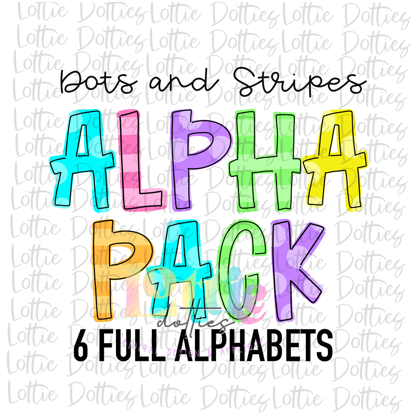 Dots and Stripes Alphabet - Alpha Pack - Alphabet Clipart - Instant Download