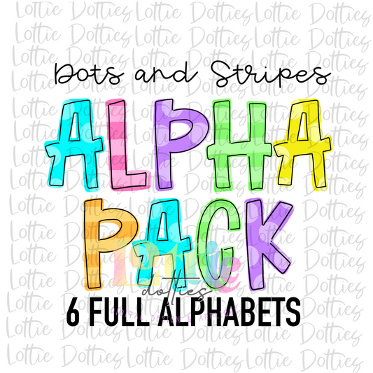 Dots and Stripes Alphabet - Alpha Pack - Alphabet Clipart - Instant Download