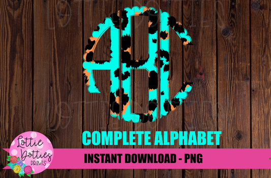 Leopard Scallop Monogram Alphabet - Alpha Pack - Alphabet Clipart - Instant Download