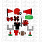 Red and Black Football and Cheer Elements - Football Alpha Pack add ons - Football Clipart - Digital Download - PNG