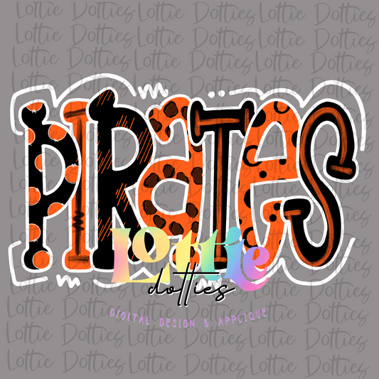 Pirates PNG - Pirates -  sublimation design - Digital Download - Orange and White