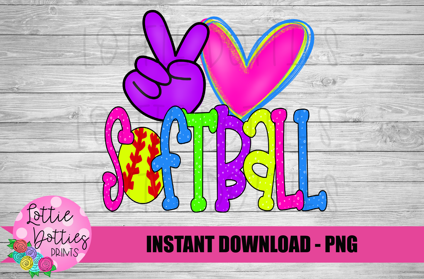 Peace Love Softball PNG - Softball Png - Digital Download