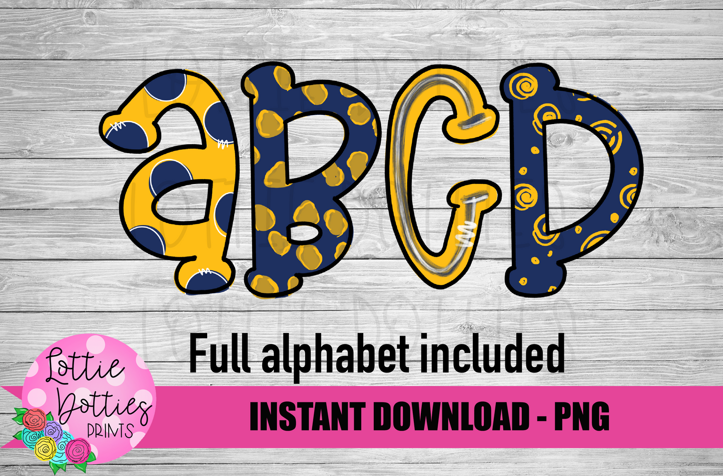 Navy and Gold Hand Lettered Alphabet - Alpha Pack - Alphabet Clipart - Instant Download  - Girl Alpha Pack