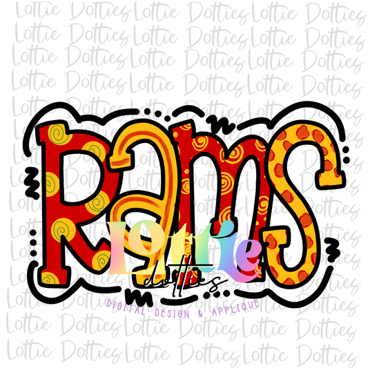 Rams PNG - Rams Sublimation design - Digital Download - Red and Yellow