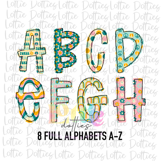 Feelin’ Groovy Alpha - Alpha Pack - Alphabet Clipart - Instant Download  - Alpha Pack