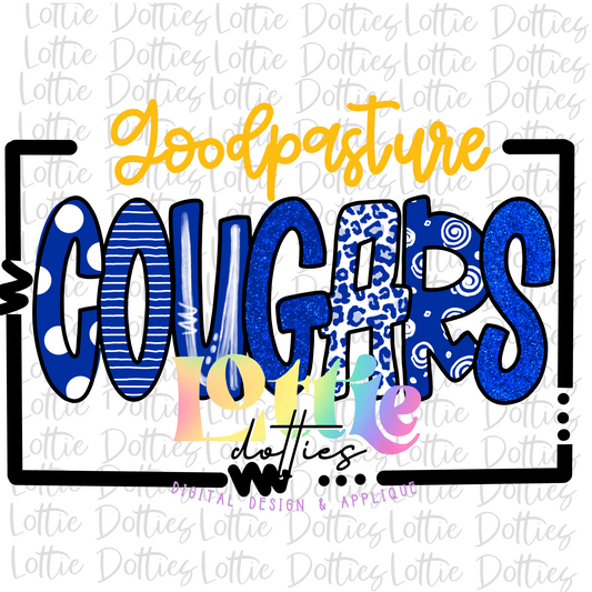 Goodpasture Cougars PNG - Sublimation Design - Digital Download - Royal and Yellow