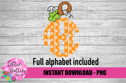 Polka Dot Pumpkin Scallop Monogram Alphabet - Halloween Alpha Pack - Alphabet Clipart - Instant Download