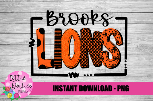 Brooks Lions PNG - Lions sublimation design - Digital Download