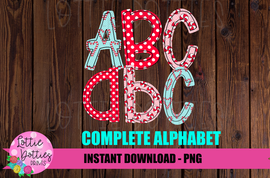 Christmas Peppermint Alphabet - Alpha Pack - Alphabet Clipart - Instant Download  - Christmas Alpha Pack