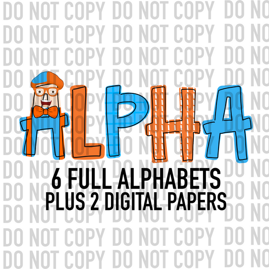 Orange and Blue Kids Alpha - Alpha Pack - Alphabet Clipart - Instant Download  - Alpha Pack