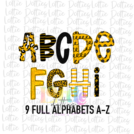 Black and Gold Spirit Alphabet - Alpha Pack - Alphabet Clipart - Instant Download  - Girl Alpha Pack