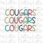 Cougars Football - PNG - Football - Sublimation design - Digital Download