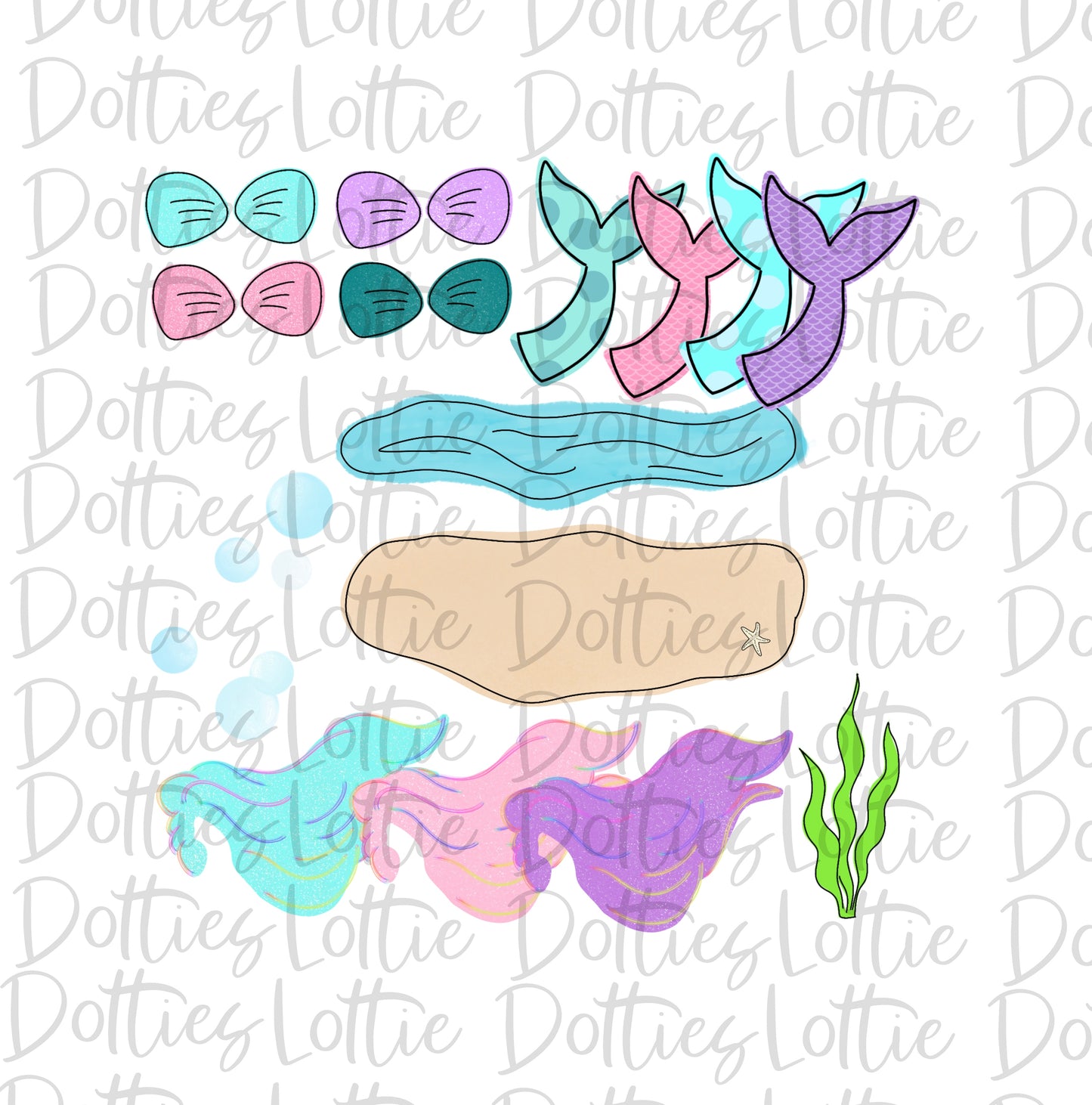 Mermaid Alphabet - Alpha Pack - Alphabet Clipart - Instant Download - Pirate