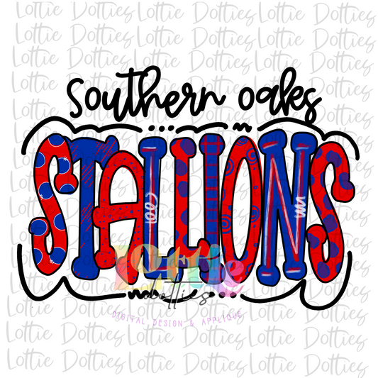 Southern Oaks Stallions PNG - Stallions sublimation design - Digital Download
