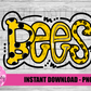 Bees PNG - Bees sublimation design - Digital Download - Black and Yellow