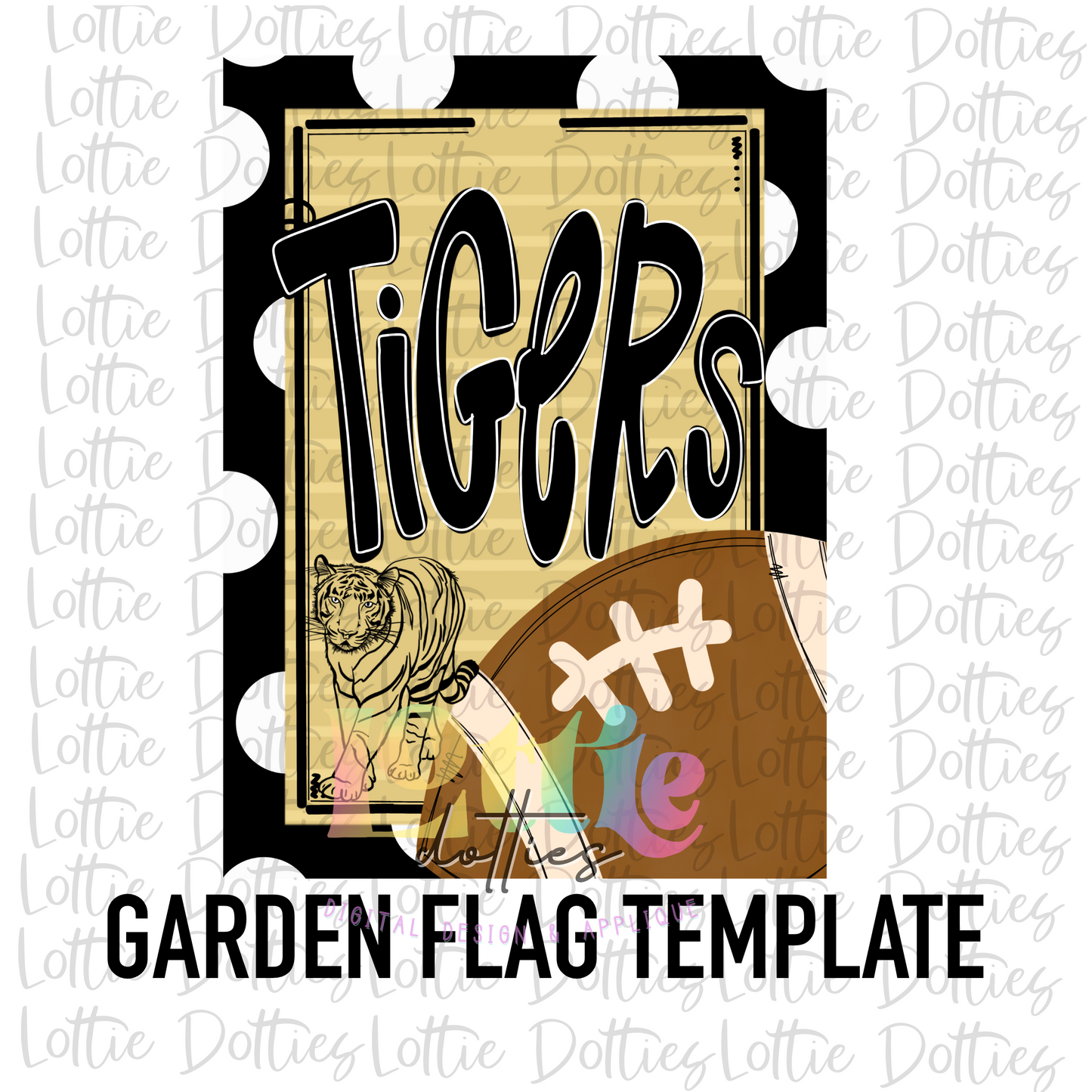 Tigers Flag - PNG - Tigers - Sublimation - Digital Download - Black and Vegas Gold