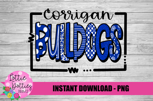 Corrigan Bulldogs PNG - Bulldogs sublimation design - Digital Download - Purple and Gold