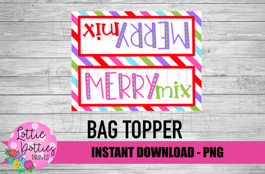 Merry Mix Bag Topper  Png - Christmas Sublimation- Digital Download