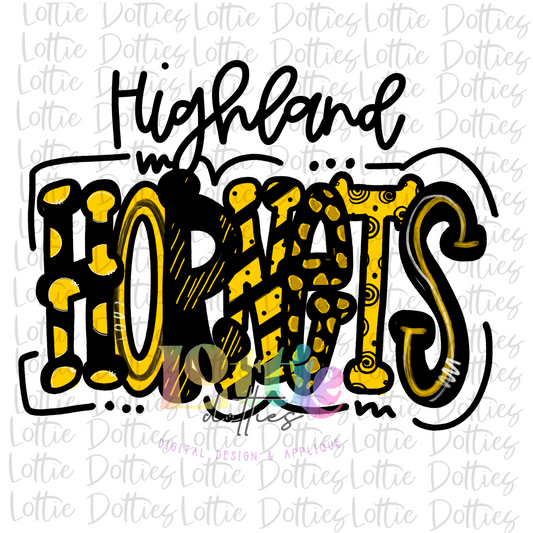 Highland Hornets PNG -  Hornets   -  Sublimation Design - Digital Download