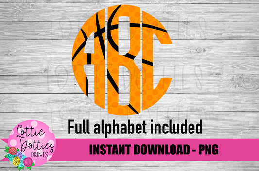 Basketball Circle Initials Alphabet - Alpha Pack - Alphabet Clipart - Instant Download - Patriotic